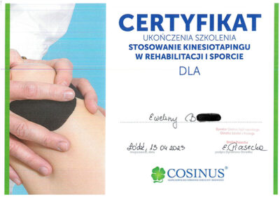 Certyfikat - Stosowanie Kinesiotapingu w rehabilitacji i sporcie